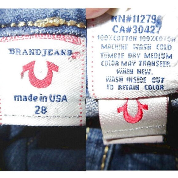 Vtg True Religion Disco Joey Big T Flare Jeans Size 28 Twisted Flap Low Rise USA - Picture 6 of 12